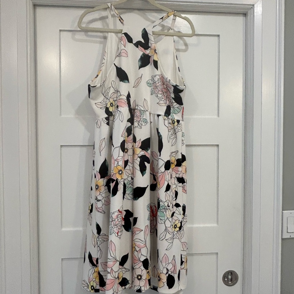 Torrid Black and Pink Floral Halter Dress